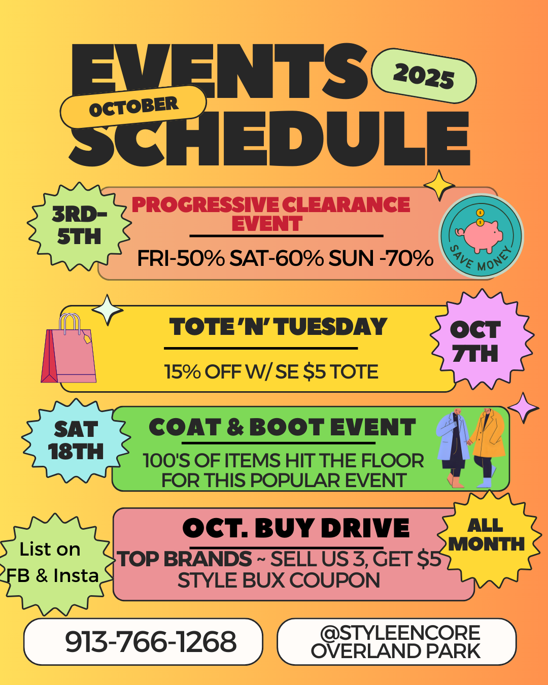 A calendar of events for October 2025